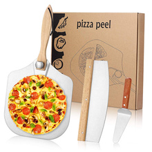 Best selling Pizza Bread Pie Pastry Foldable Pizza Peel Rocker Cutter Server spatula Set  Metal Pizza Peel
